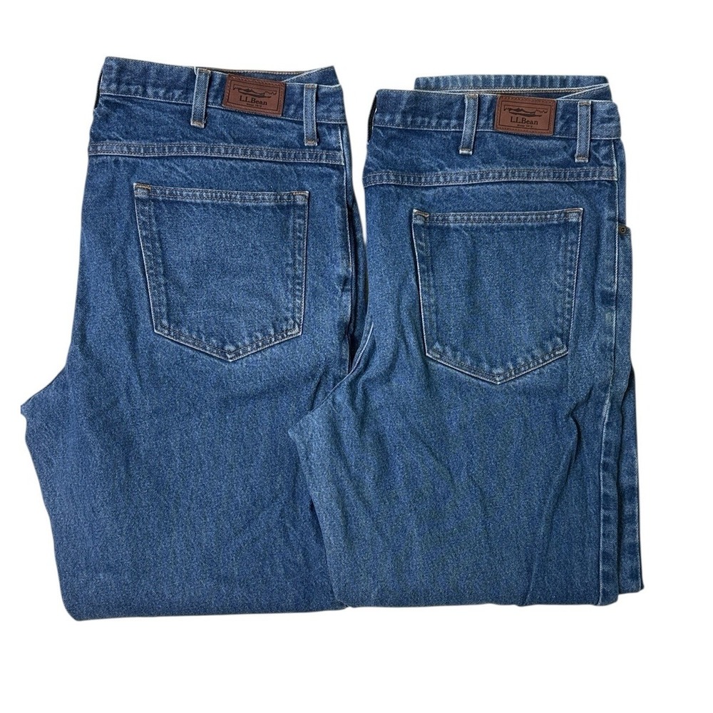Lot of 2‎ LL Bean Men's Natural Fit 100% Cotton Denim Jeans 38x32 104731